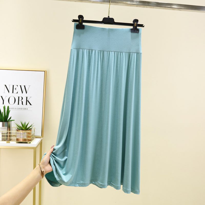 

Модальная повседневная юбка Женская летняя тонкая с высокой талией, стройнящая, длинное платье большого размера, свободная, стройнящая домашняя ночная сорочка Pea green L (Recommendation 40.00 kg-55.00 kg