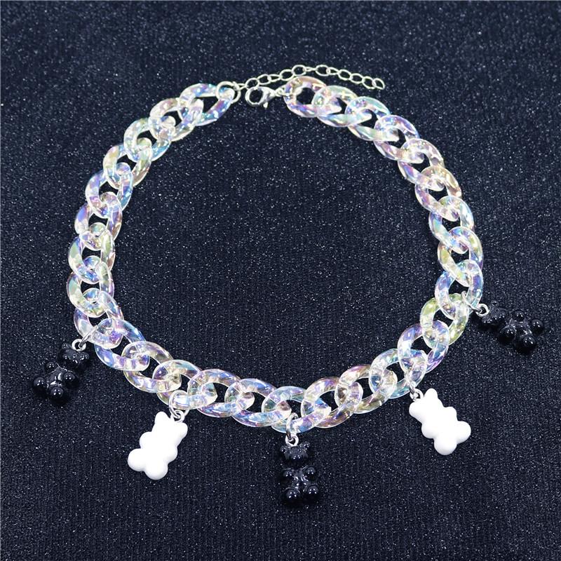 Shining Acrylic Handmade Candy Color Cute Judy Cartoon Bear Charm Necklace For Women Girl Daily Jewelry Party Gifts