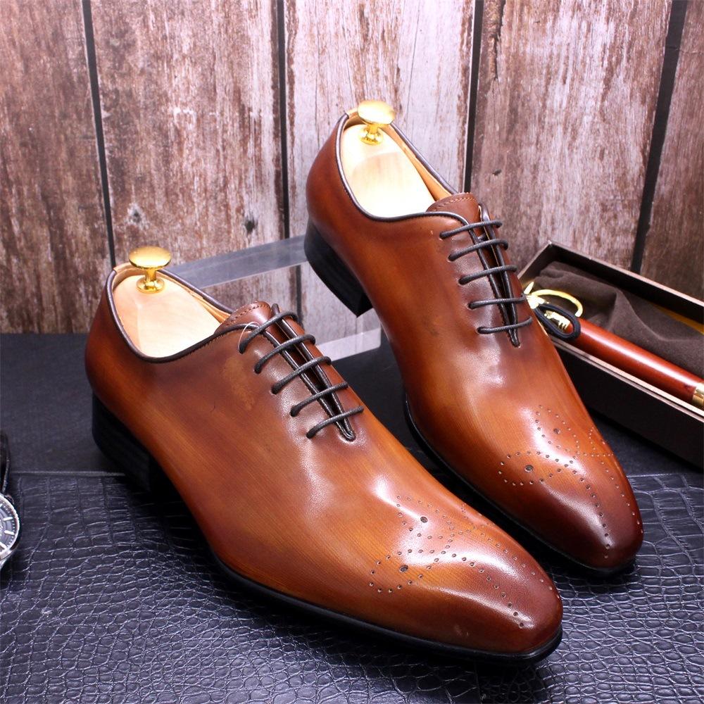 Leather shoes men's hand-polished leather men's shoes pointed business casual leather shoes men's