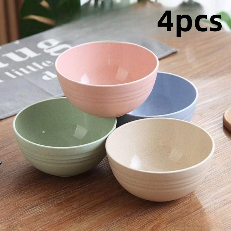 

4 шт. Детская миска Миска для кормления ребенка Миска для риса для малыша Миска для супа Пшеничная солома Экологически чистая Легкая Прочная для детского сада Домашнего использования 4-pcs разноцветный
