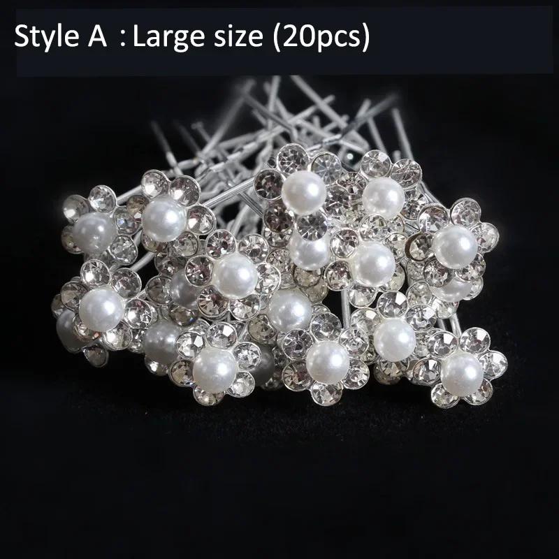 20 szt. Elegancka Perła Kryształ Spinka do Włosów Ślubna Bridal Metalowy Grzebień do Włosów w Kształcie Litery U Widelce dla Kobiet Klipsy do Fryzury Biżuteria Akcesoria