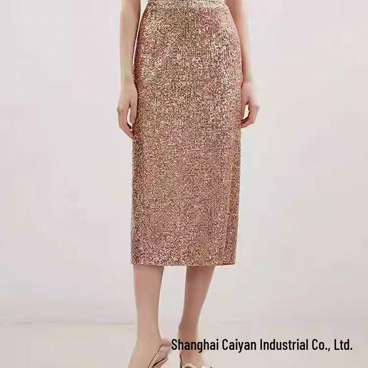 Hochwertiger Pailletten-Midirock mit BlingBling-Atmosphäre - Auf Lager