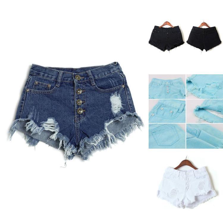 Premium Quality Usa Women High Waisted Washed Ripped Hole Mini Jeans Pants For Stylish Comfort