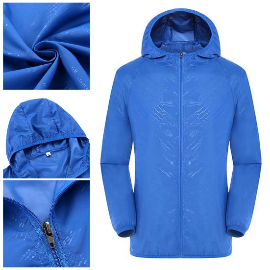 Sun Protection Jacket Windproof Waterproof Pockets Hooded Zipper UV-resistant Solid Color Men Women Outdoor Windbreaker Coat Daily Wear