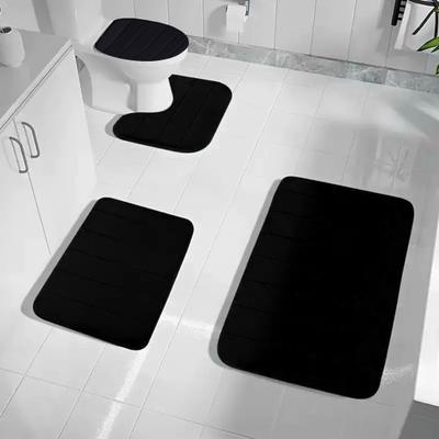 4Pcs/Set Sponge Bathroom Mat Water-Absorbent Bath Rug Non-Slip Machine Washable Floor Mat for Tub Shower Toilet