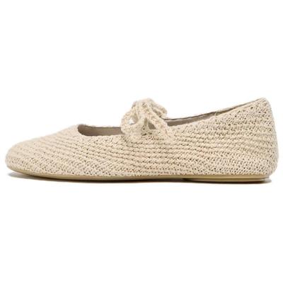 Bequem Vielseitig Modisch Einfach Pendler Häkel-Schleifen-Dekor Runde Spitze Flach Ballett Freizeitschuhe Damenschuhe Off-White 13521510719-38
