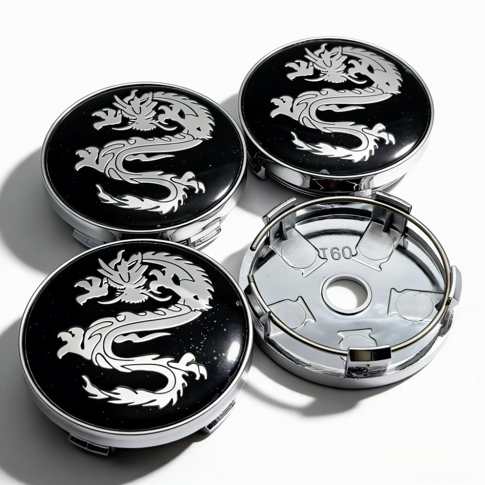 

4pcs Dragon Totem Logo Emblem Car Wheel Center Caps 60MM 56MM Wheels Hub Cap Dragons Badge Rim Hubcap Dust Cover Car Accessories Dragon Badge&4pcs T60 Wheel Cap
