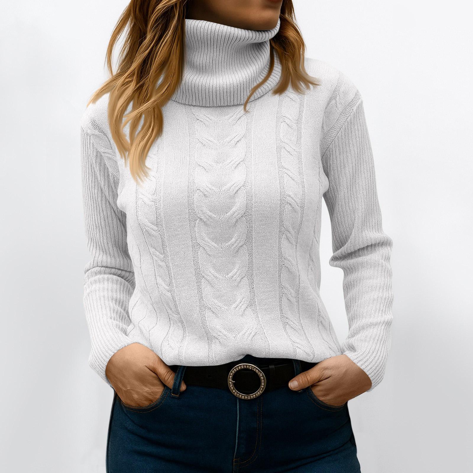 

Женский модный однотонный свитер с высоким воротом и длинными рукавами, пуловер, топ XXL белый