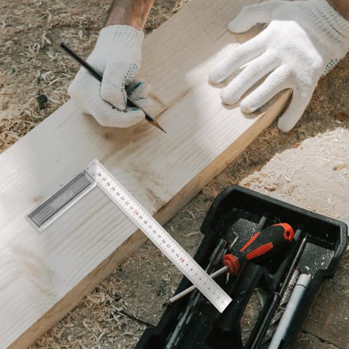 LEDMOMO Stainless Steel Right Angle Ruler for Carpentry, Right Angle, Multi-Purpose Square, Straight Ruler, Metal Square Ruler, Silver, Curved Ruler,