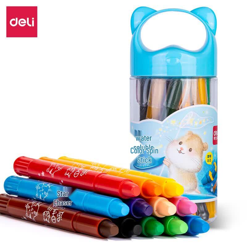 Deli 12-Color Water-Soluble Twistable Oil Pastels