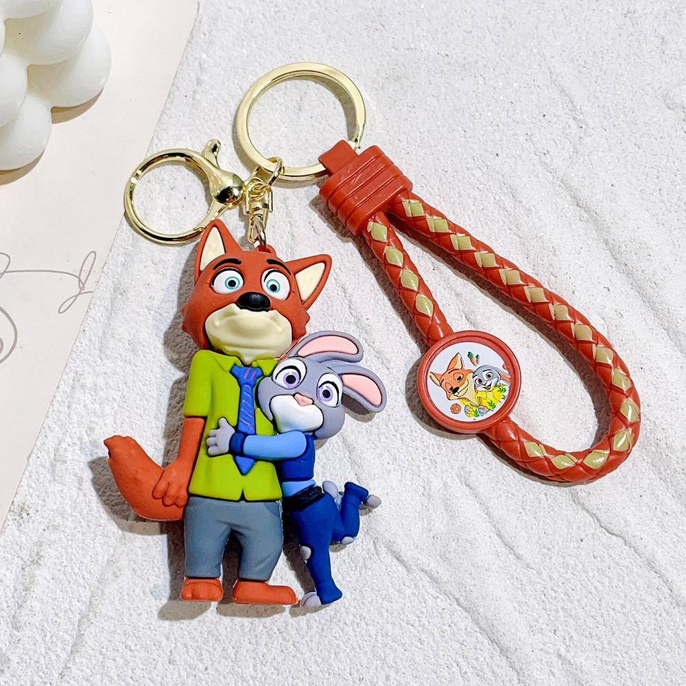 Zootopia Keychain Set Judy& Nick Wilde PVC Figure Keychain, Movie Character Key Ring, Animal Cartoon Bag Charm Gift 1pc