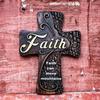 Solid Wood Carved Faith Wood Cross Decor, Spiritual Wall Sign Tabletop Sign Gift