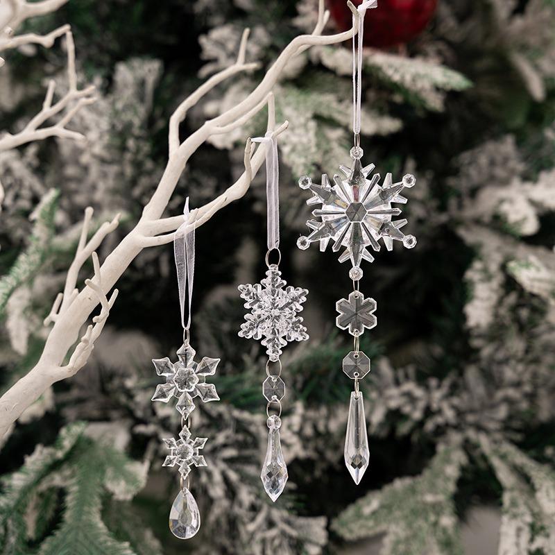 Acrylic Snowflake String 6-piece Set, Ice Column Snowflake Pendant, Christmas Tree Decoration Pendant