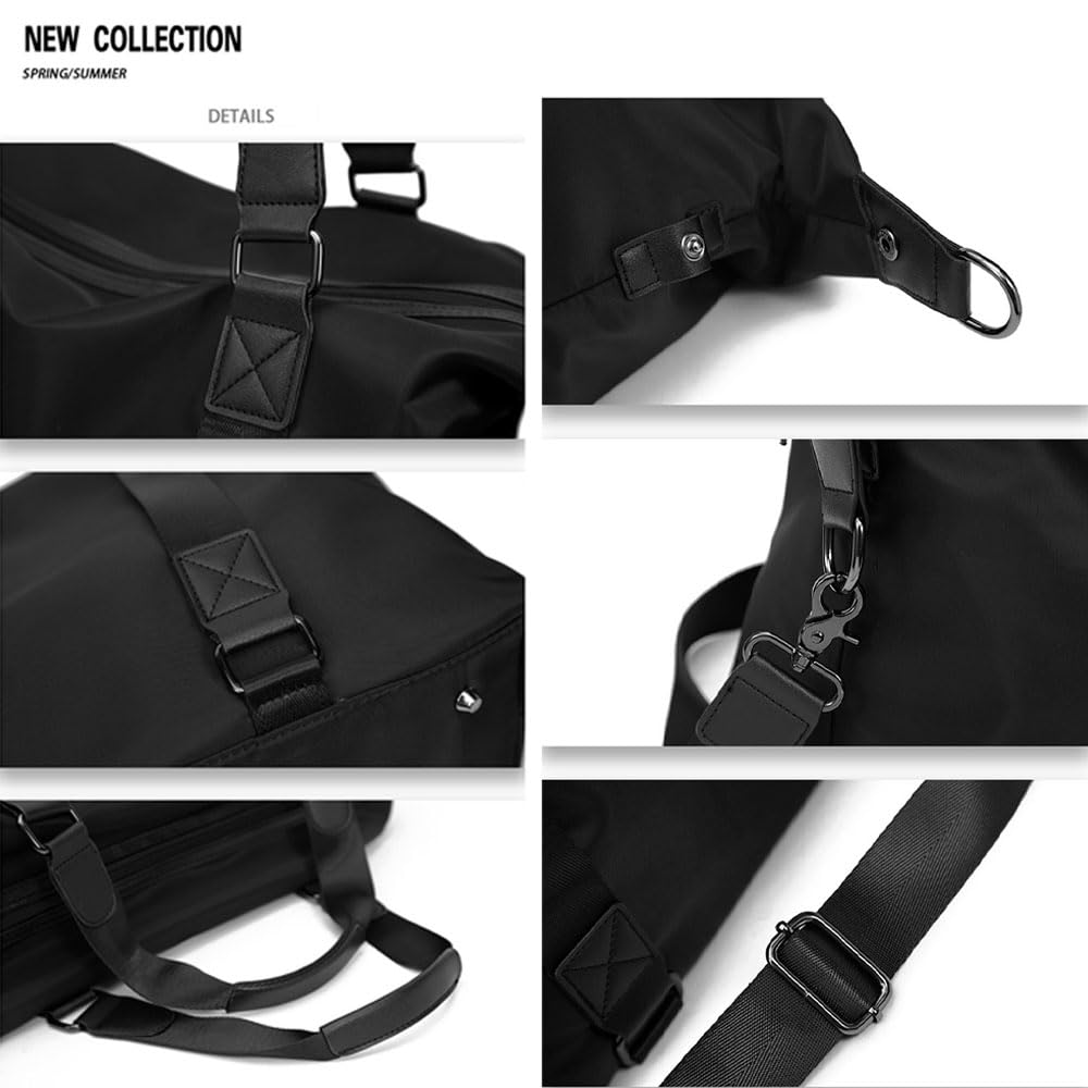 LEOLEO Boston Travel Business Large Crossbody Bag, 1-2 Nights, Trips, Trips, 3-Way, Unisex, Compact, Capacity, Water-Repellent, (Black 01)
