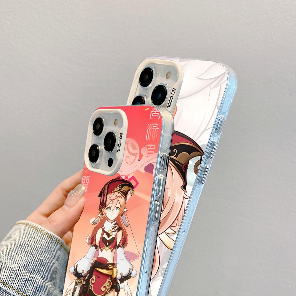 Game GI Yanfei White Translucent Mobile Phone Case for iPhone 17 16 15 14 13 12 11 X XR XS Air Pro Max Plus Colorful Cover