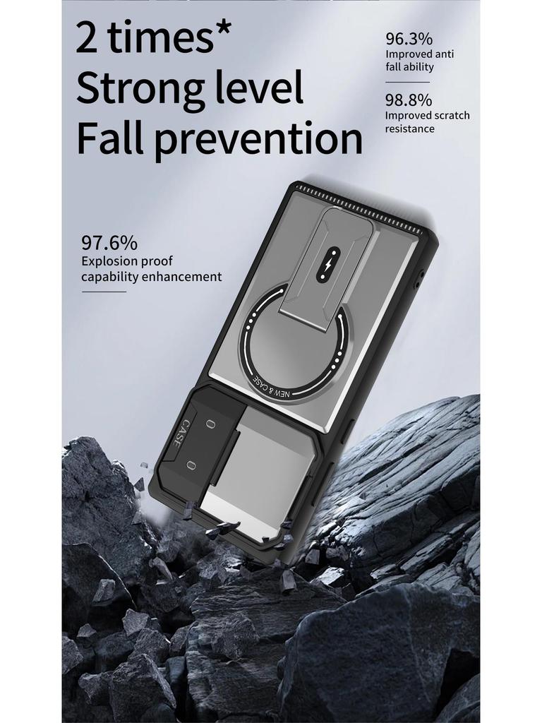 Samsung S26 Ultra Telefon tok: Mecha Mágneses Állványos, Leesés elleni, Ujjlenyomatmentes Védőtok