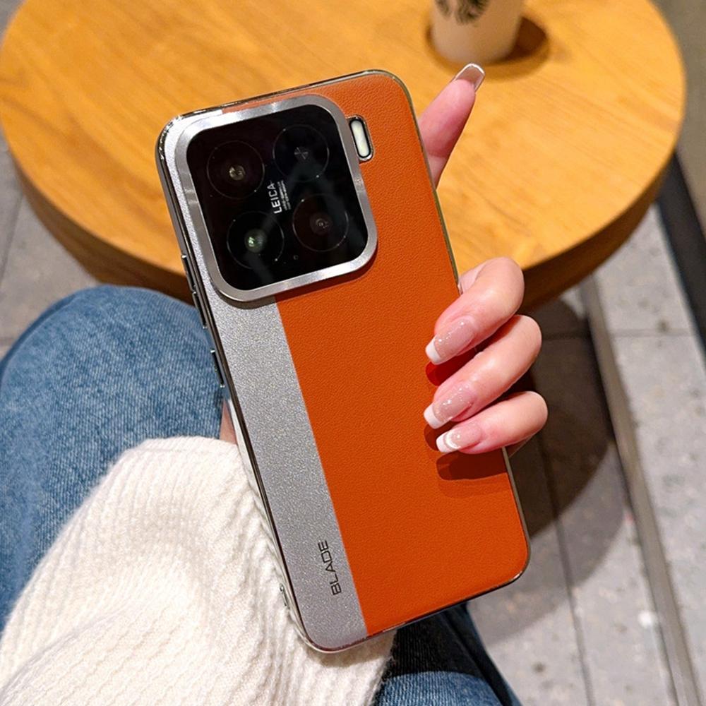 For Xiaomi 15 Case Splicing PU Leather+TPU Electroplated Phone Cover