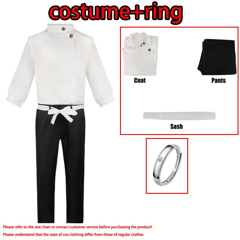 Anime Okkotsu Yuta Cosplay Jujutsu Cosplay Kostuum Kaisen Uniform Jas Broek Band Okkotsu Yuta Pak Ring Halloween Cos Volwassen Mannen XS white