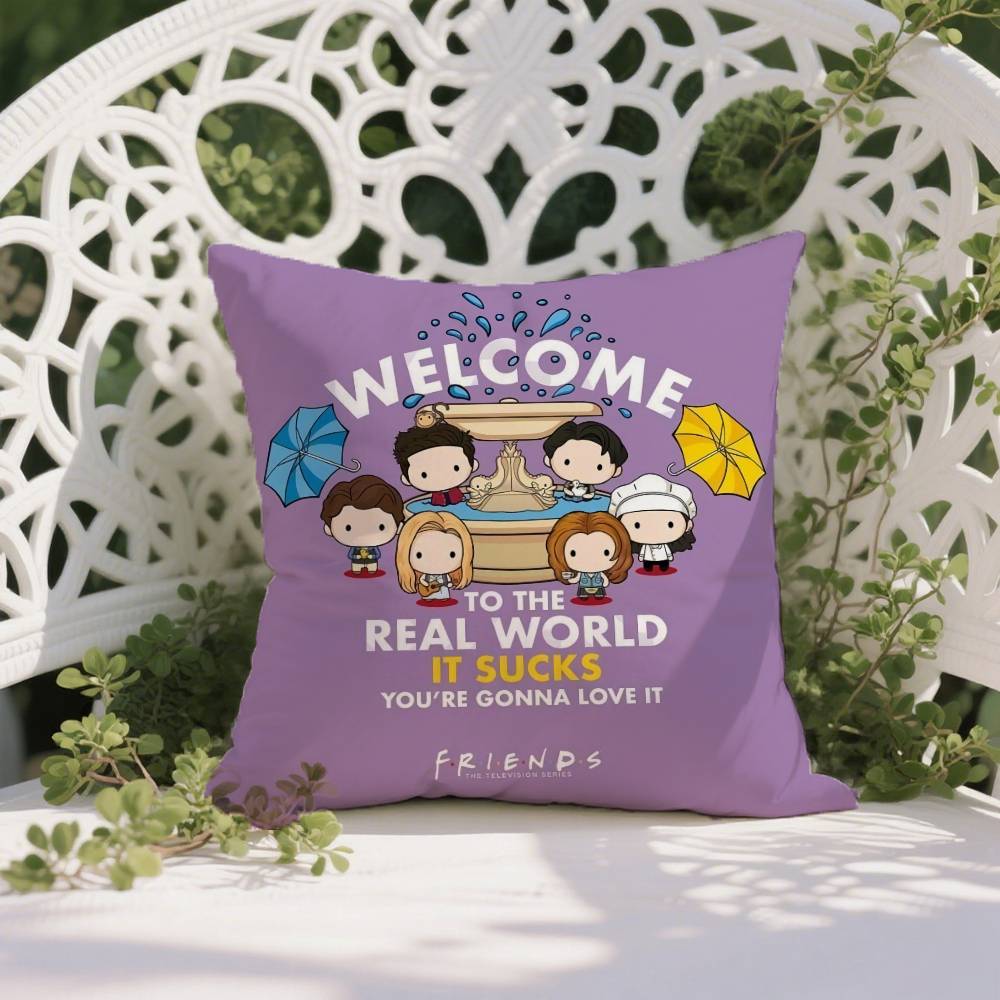 Klassische TV-Shows Friends-Berühmter Kissenbezug Milbenabweisender Kissenbezug Verdeckter Reißverschluss Seidiger Kurzplüsch Sofakissenbezug