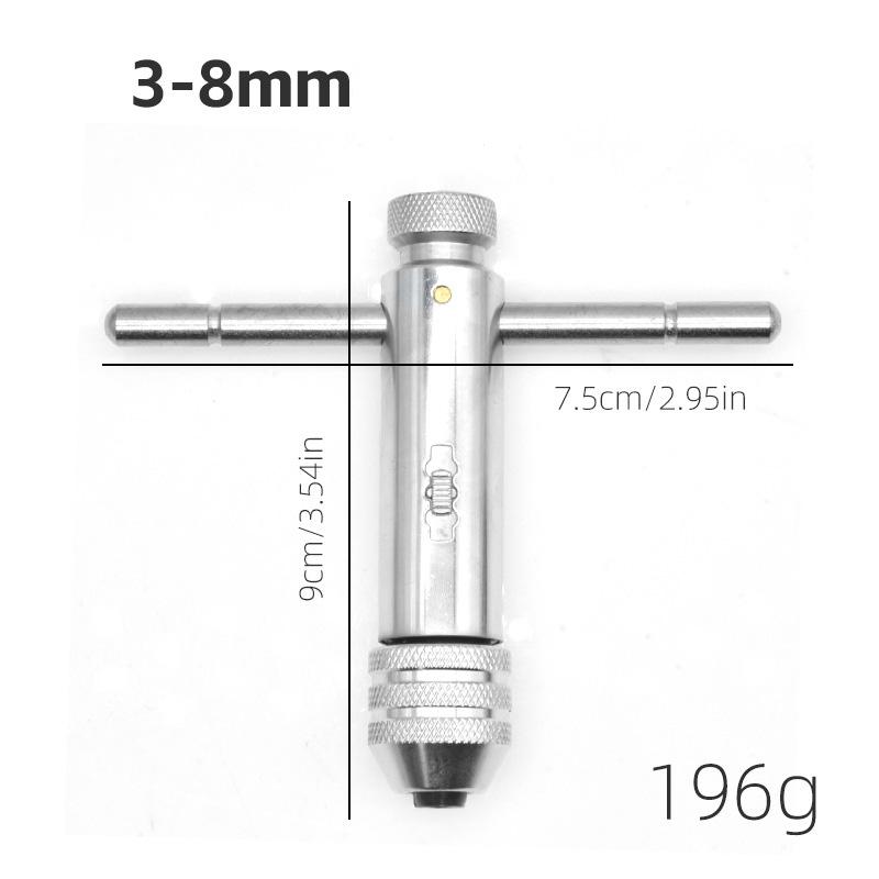 Adjustable Tap Wrench Spanner for 3-12mm Hand Tap High Strength Steel Tool for Metalworking Mechanics Home Repair