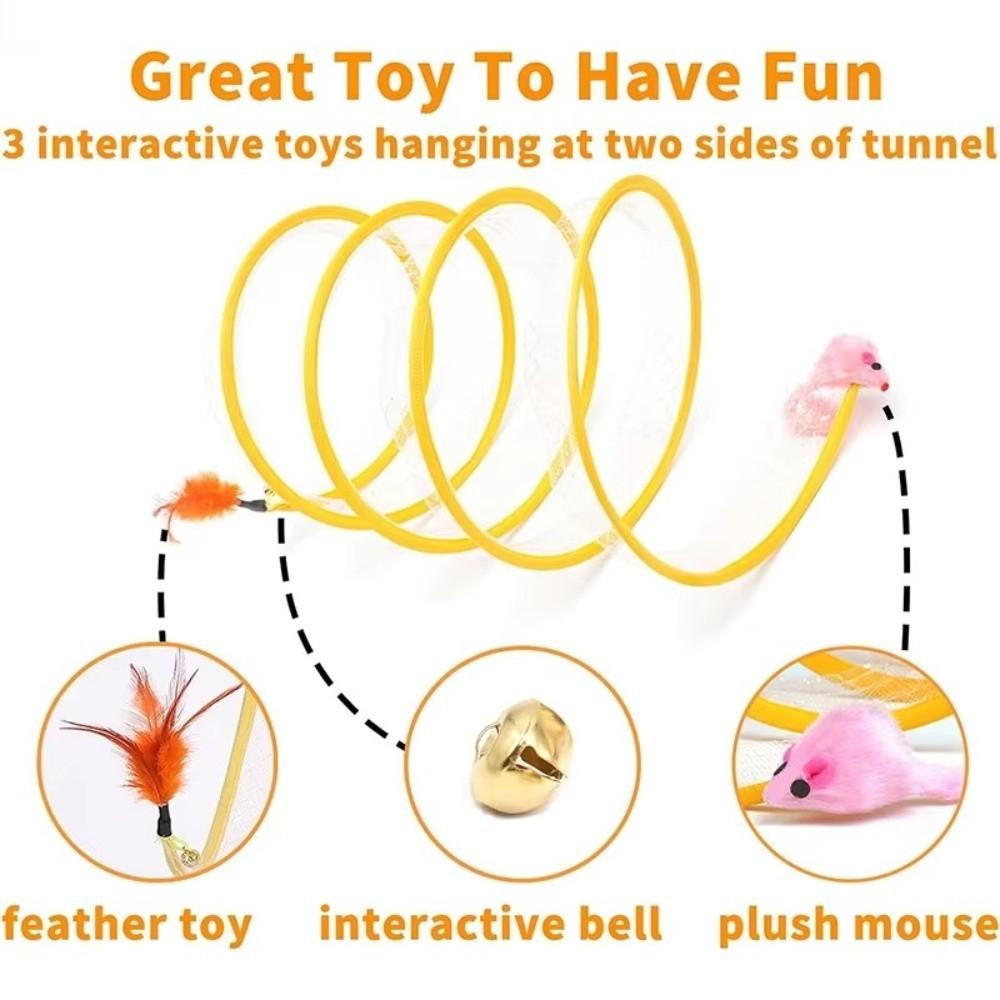 Portable Cat Tunnel Tube Elastic Interactive Cat Toy Cat Spring Mouse Tunnel Indoor Outdoor Use