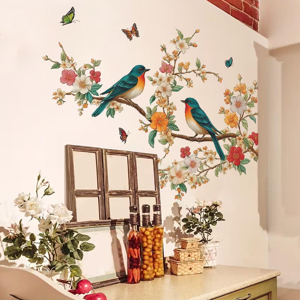 Chinese-style Flower Branches and Magpies-butterflies Home Wall Decoration and Beautification Stickers
