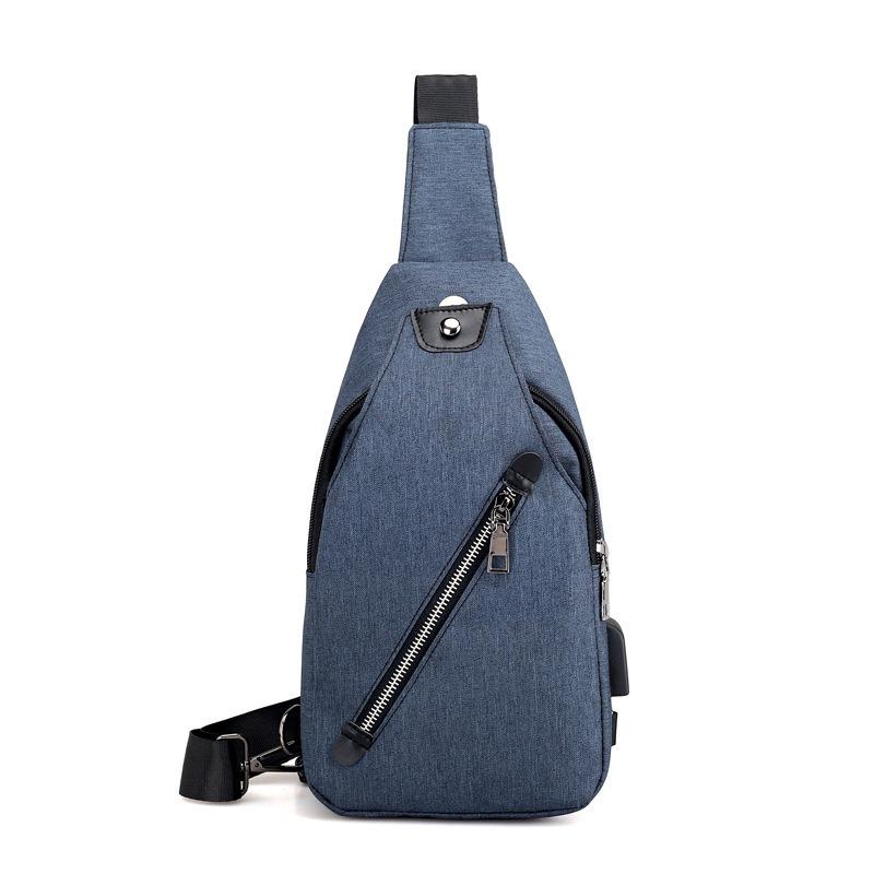 New fashion sports backpack, rechargeable men's breast bag, outdoor leisure shoulder bag.