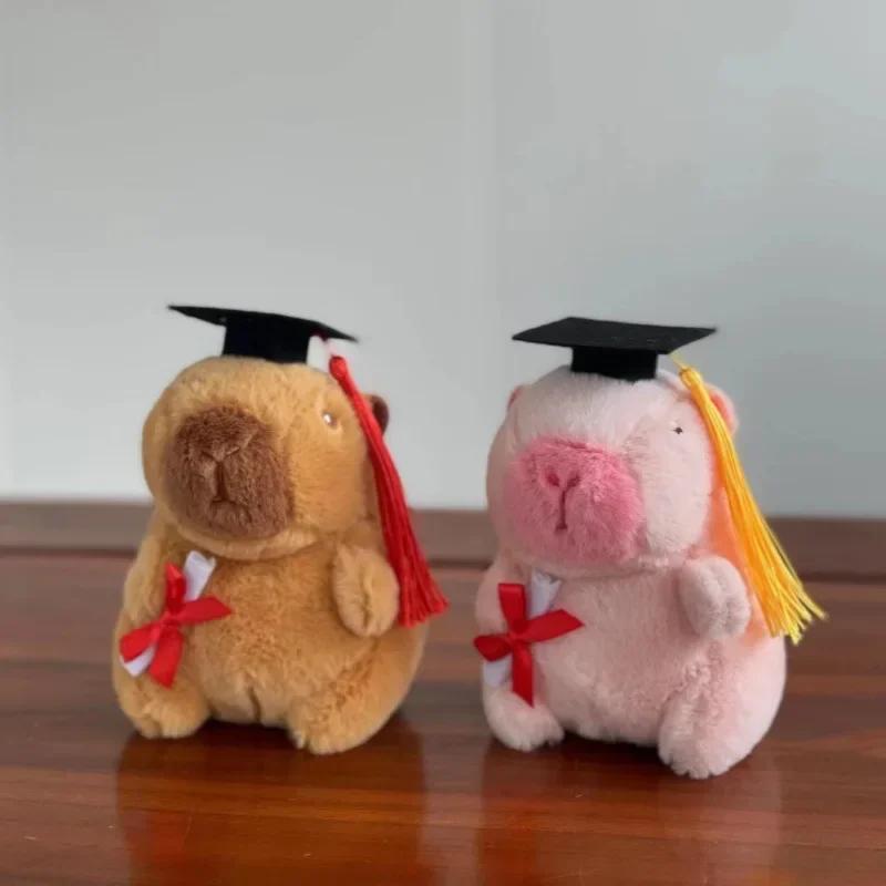 Graduation Capybara Plush Toy Doctor Hat Graduate Owl Doll Cute Stuffed Animal Plushie Kawaii Pendant Soft Cartoon Keychain Gift