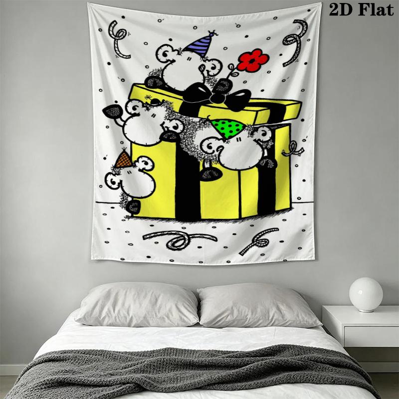 Sheepworld Wall Tapestry Aesthetic Wall Hanging Printed Fabric Blanket Decorative Tapestries for Bedroom Living Room Home Decor