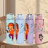 1PC Dancing Girl Music Character 750ml Color Plastic Sports Water Bottle Leakproof Flip Straw Lid Suitable for Sports Office Home Use