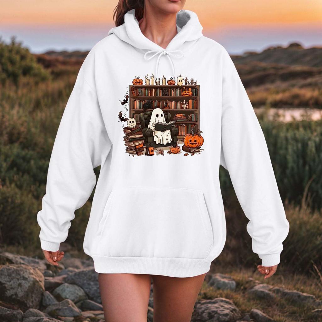 Women Fashion O Neck Long Sleeve Printed Top Hoodie Sweatshirt