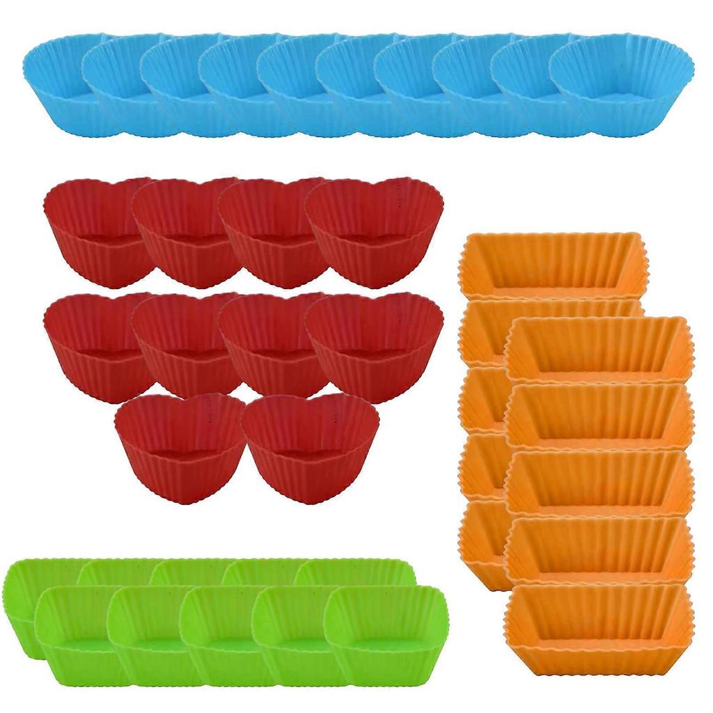 40Pcs Silicone Bakings Cups Cupcakes Liner Muffins Cake Bakings Molds Muffins Cup Nonstick Bakings Cups Bakewares Multicolor