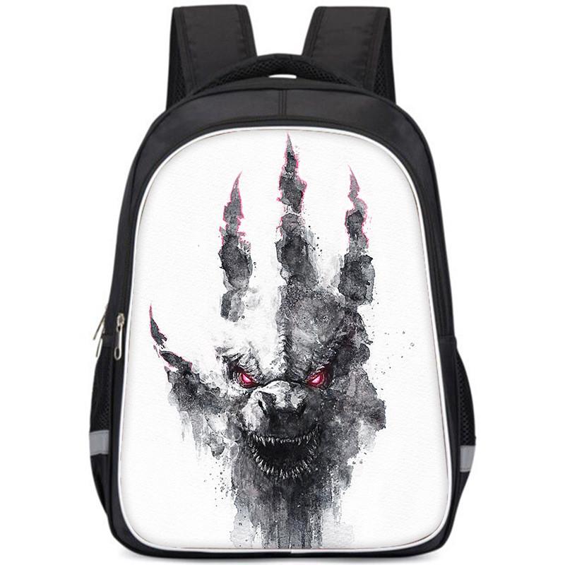 Godzilla Backpack Large Capacity School Bag With Movie Poster Print For Boys Nylon Material