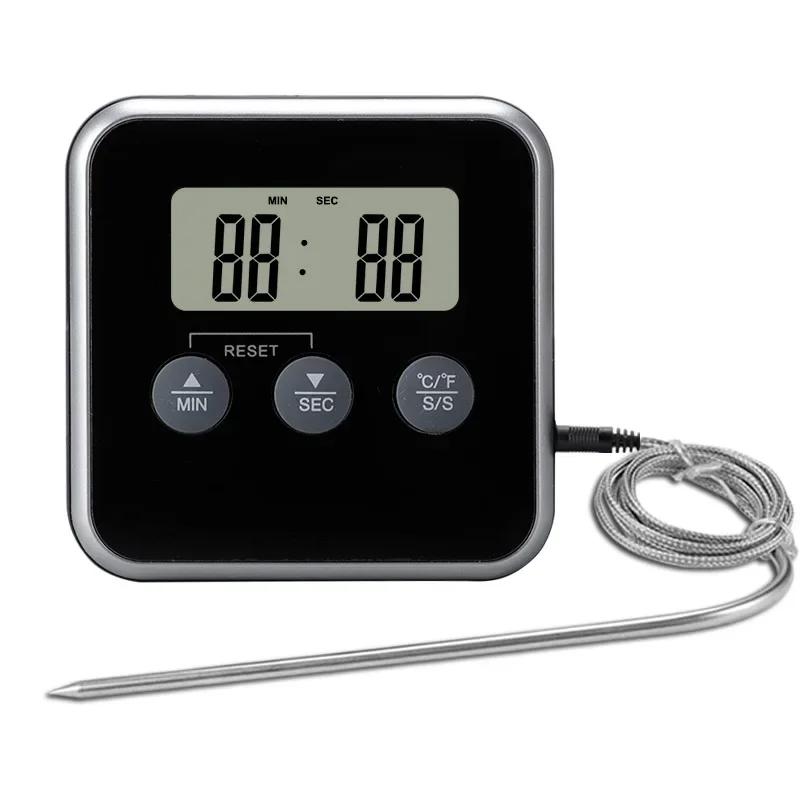Digital Food Thermometer Probe BBQ Meat Water Oil Cooking Temperature Alarm Timer Kitchen Grill Oven Tester