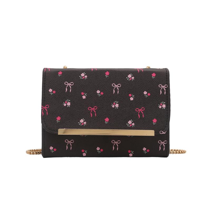 Today s popular small fresh cherry printed small square bag women s summer new versatile shoulder bag messenger bag чёрный
