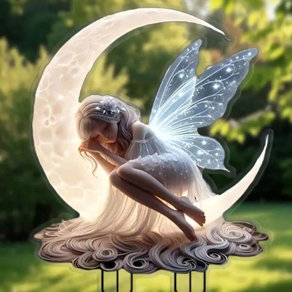 1pcs Moonlight Fairy Garden Pile, courtyard lawn ground decoration, suitable for outdoor garden potted decoration,