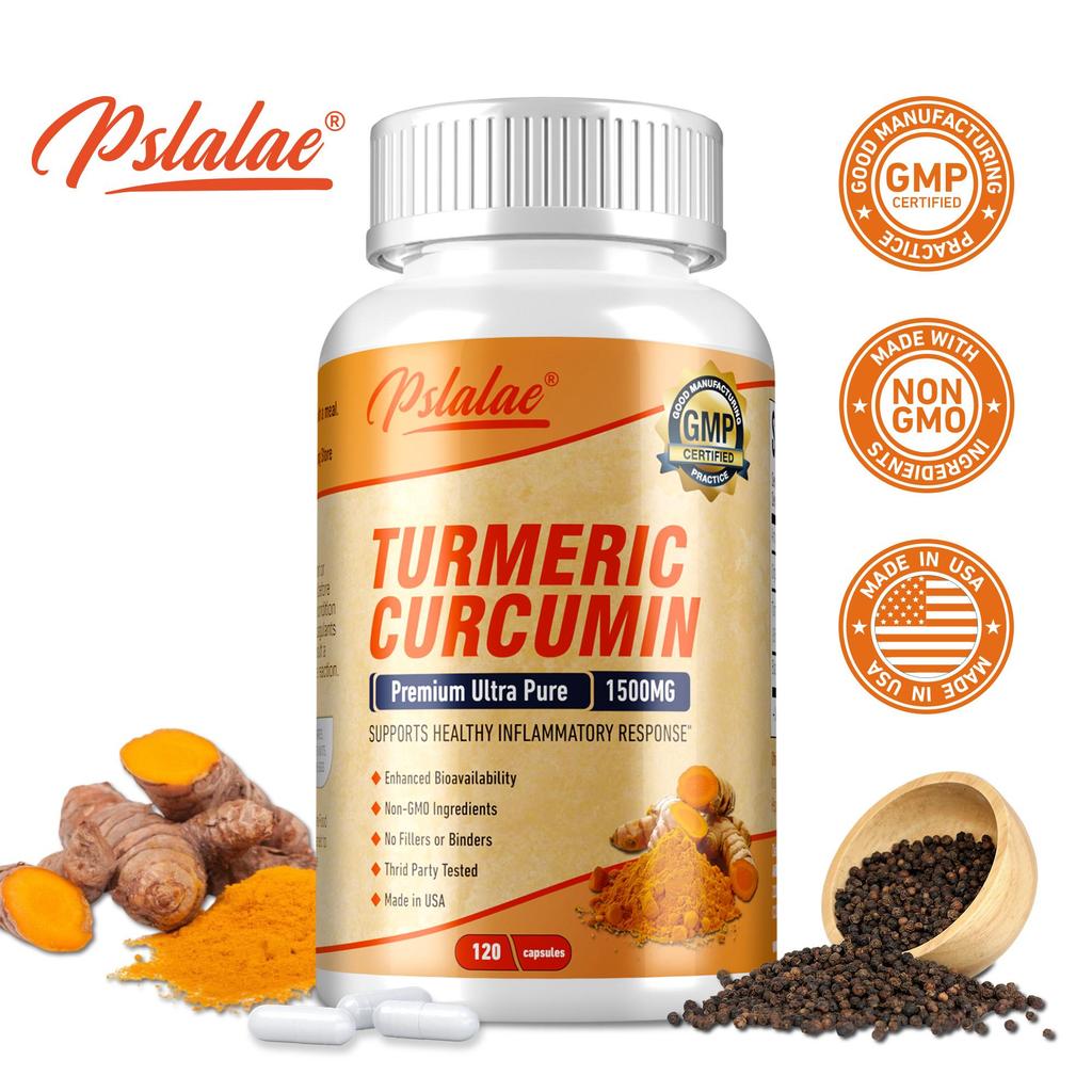 Pslalae Premium Ultra-Pure Curcumin Capsules, 1500mg, Enhanced with Black Pepper Fruit Extract, Joint Support, Suitable for Men and Women
