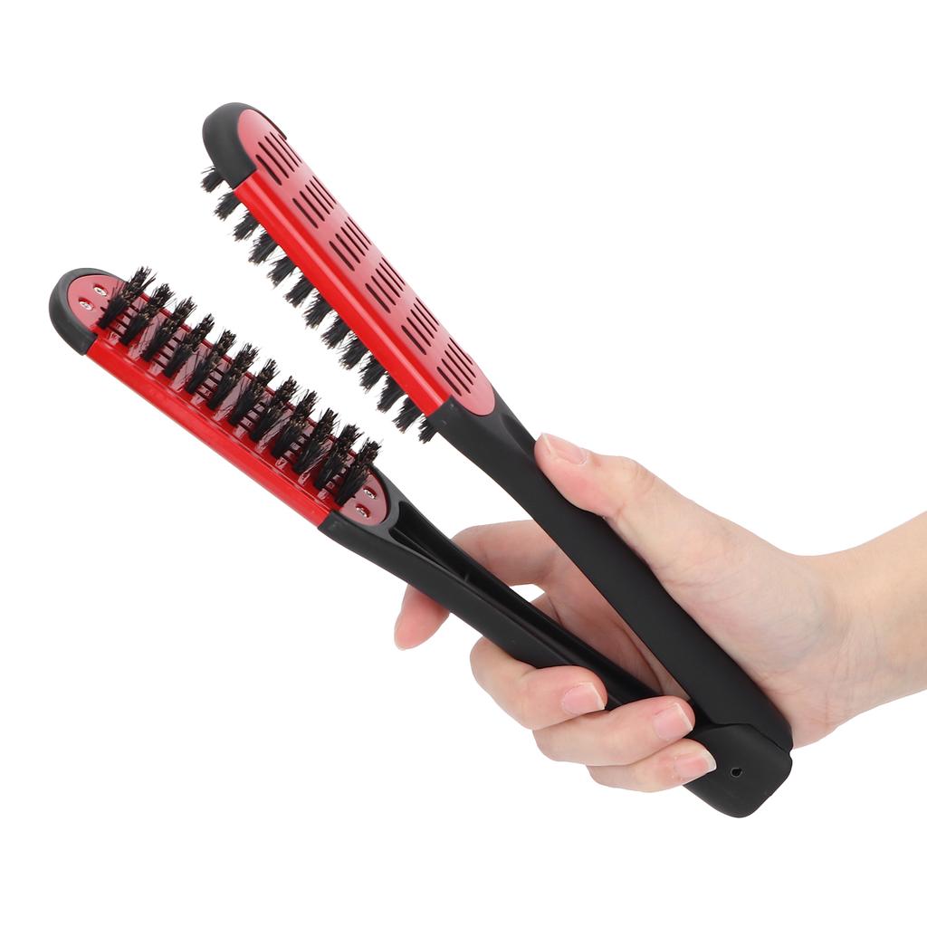 Bristle Double Sided Brush Clamp Multifunctional Hair Brush Straightener Styling Tool for Women Men