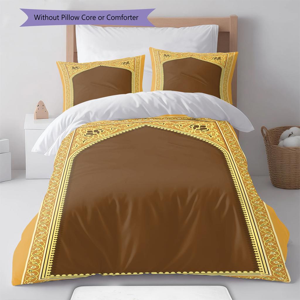 Muslim Pattern Bedding,Quilt Set Quilt Cover Pillowcase Home Birthday Gift (1 * duvet cover + 2 * pillowcase, without core)