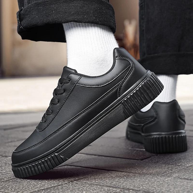 Fashion Uniform Flat Casual Shoes for Men and Women 2024 New PU Leather Men's Comfortable Sports Lace-up White Shoes Vulcanized Shoes