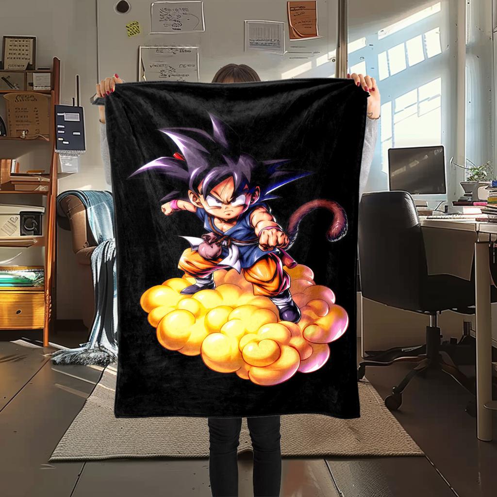 1PC Son Goku  Print Flannel Blanket, High quality All Seasons, Home Decor, Warmth and Comfort, Perfect for Christmas Gifts