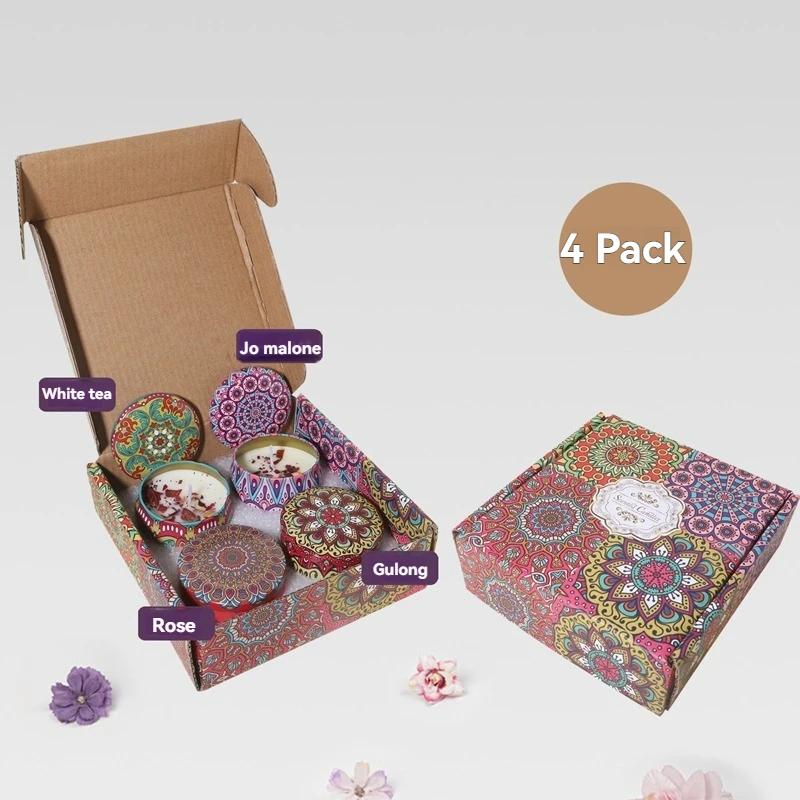 

4PCS Scented Candle Islamic Arabian Patterns Aromatherapy Candle Jar for Yoga SPA Relaxing Valentine s Day Anniversary Gift