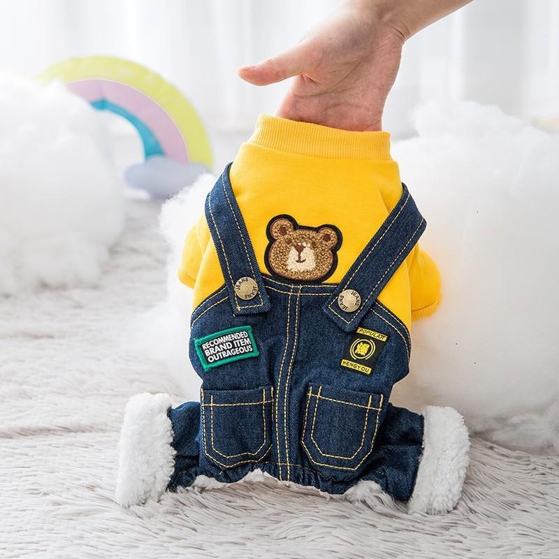 Winter puppy dog down cotton-padded coat contrasting color splicing can pull medium-sized small dog cat warm pet dog clothes