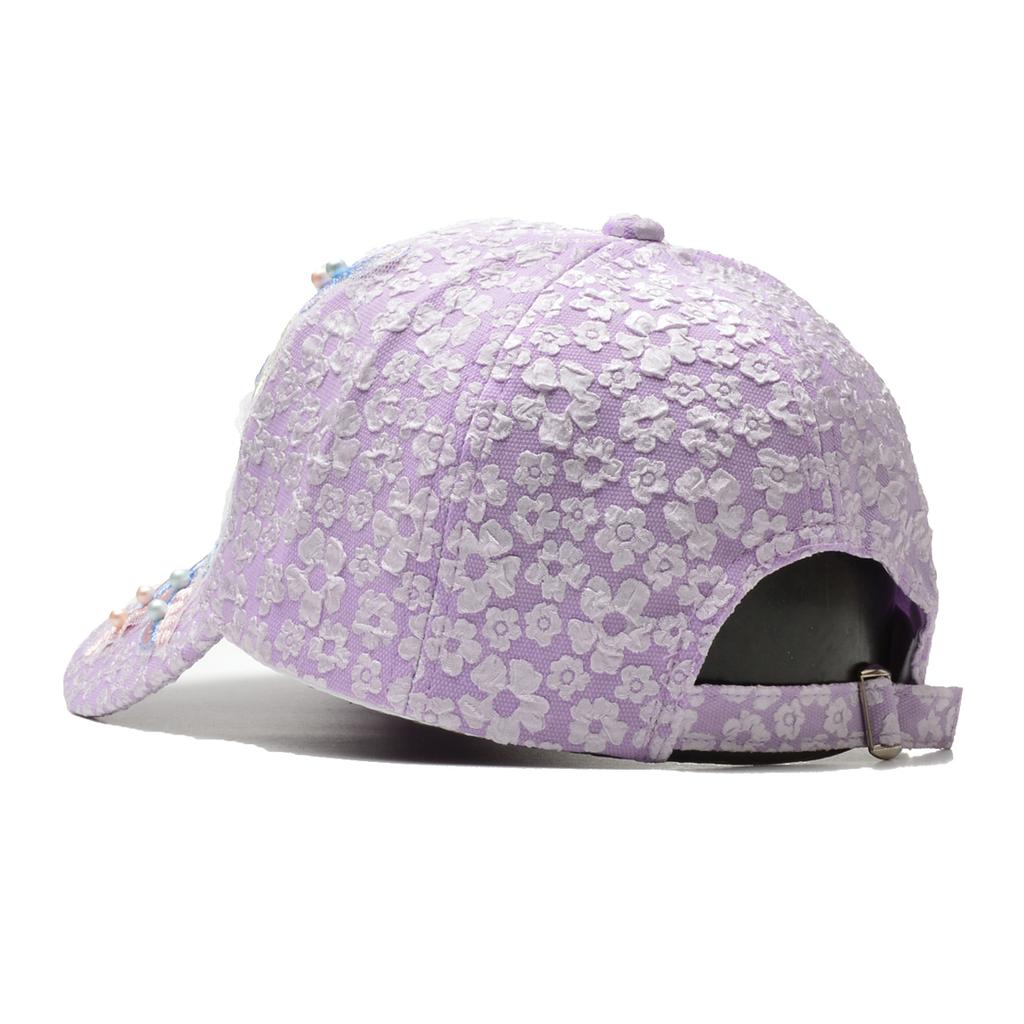 Northwood Pressed Pleated Bubble Floral Baseball Cap Women's Lace Beaded Flower Sunscreen Hats Sunshade Breathable Cap for Women