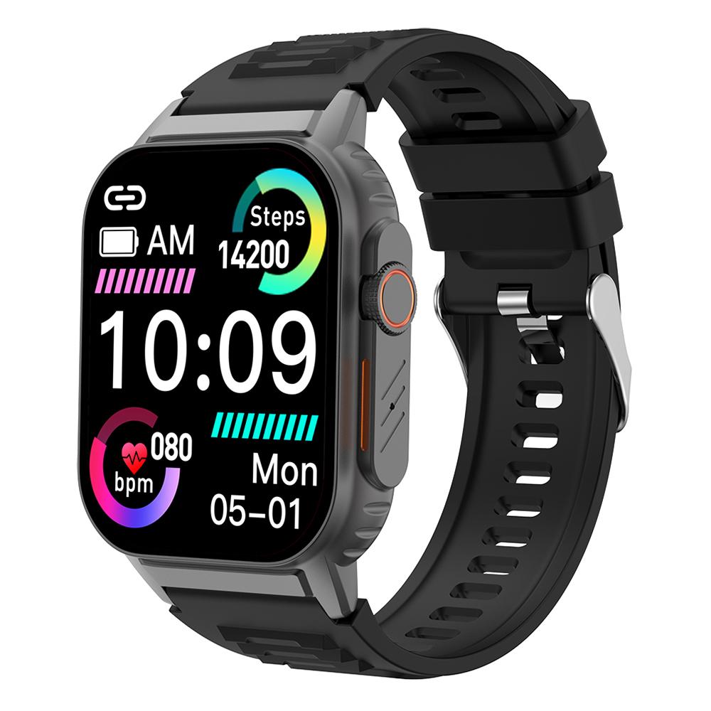 

G41 2.01 Inch Health Monitor Smart Watch Bluetooth-compatible Calling Fitness Tracker for Android iOS,Silicone Strap Black