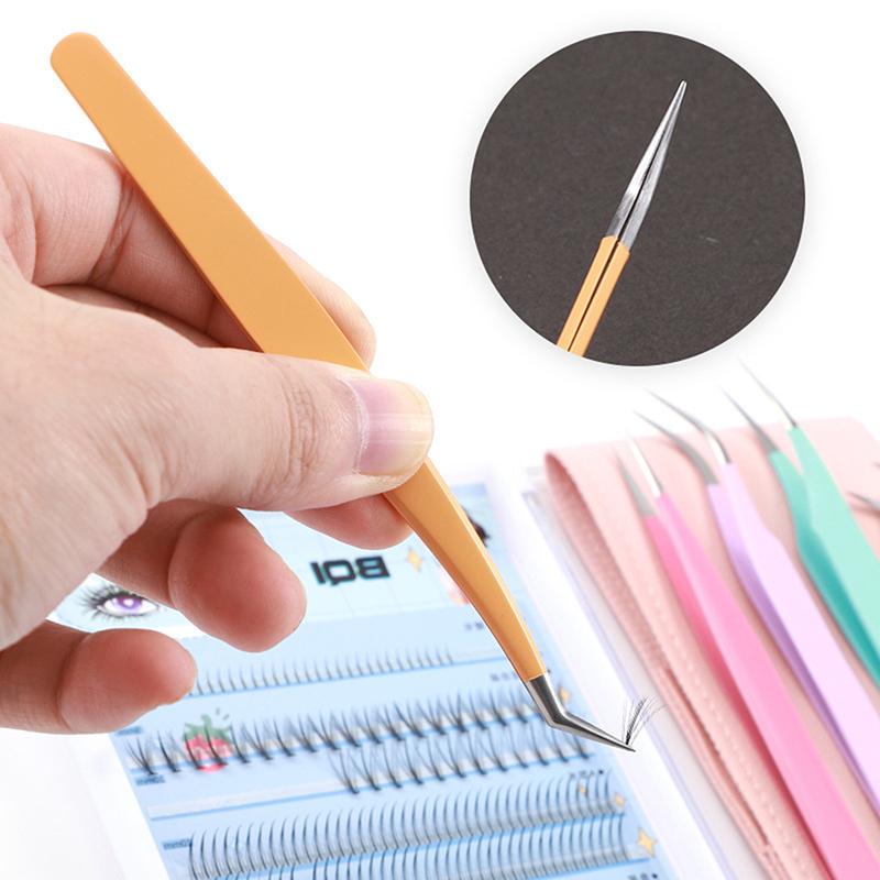 1/5 Pcs Eyelash Tweezers Extension Stainless Steel Superhard Tweezers Tips High Precision Anti-Static Tweezers Professional Tool