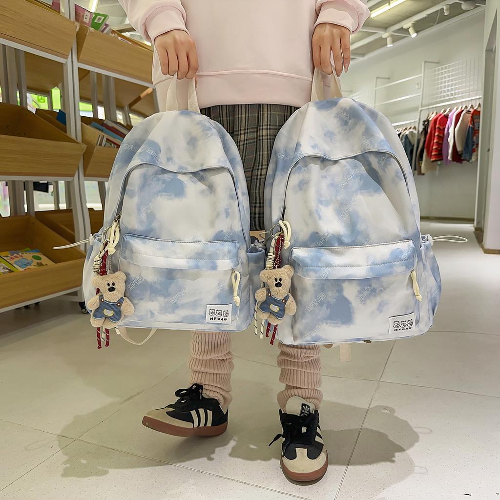 Schoolbag new lightweight casual simple niche tie-dye printing versatile schoolbag junior high school student travel backpack