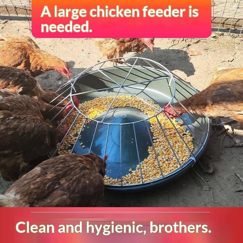 Roof Design Large Circular Chicken Feeder 12/14/16 Holes Rain Resistant for Farm Backyard Poultry Coop