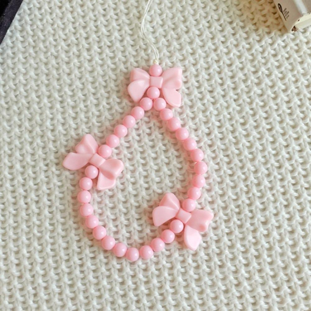 Sweet Bow Beaded Phone Strap Y2k Bowknot Phone Chain Bowknot Phone Lanyard Students