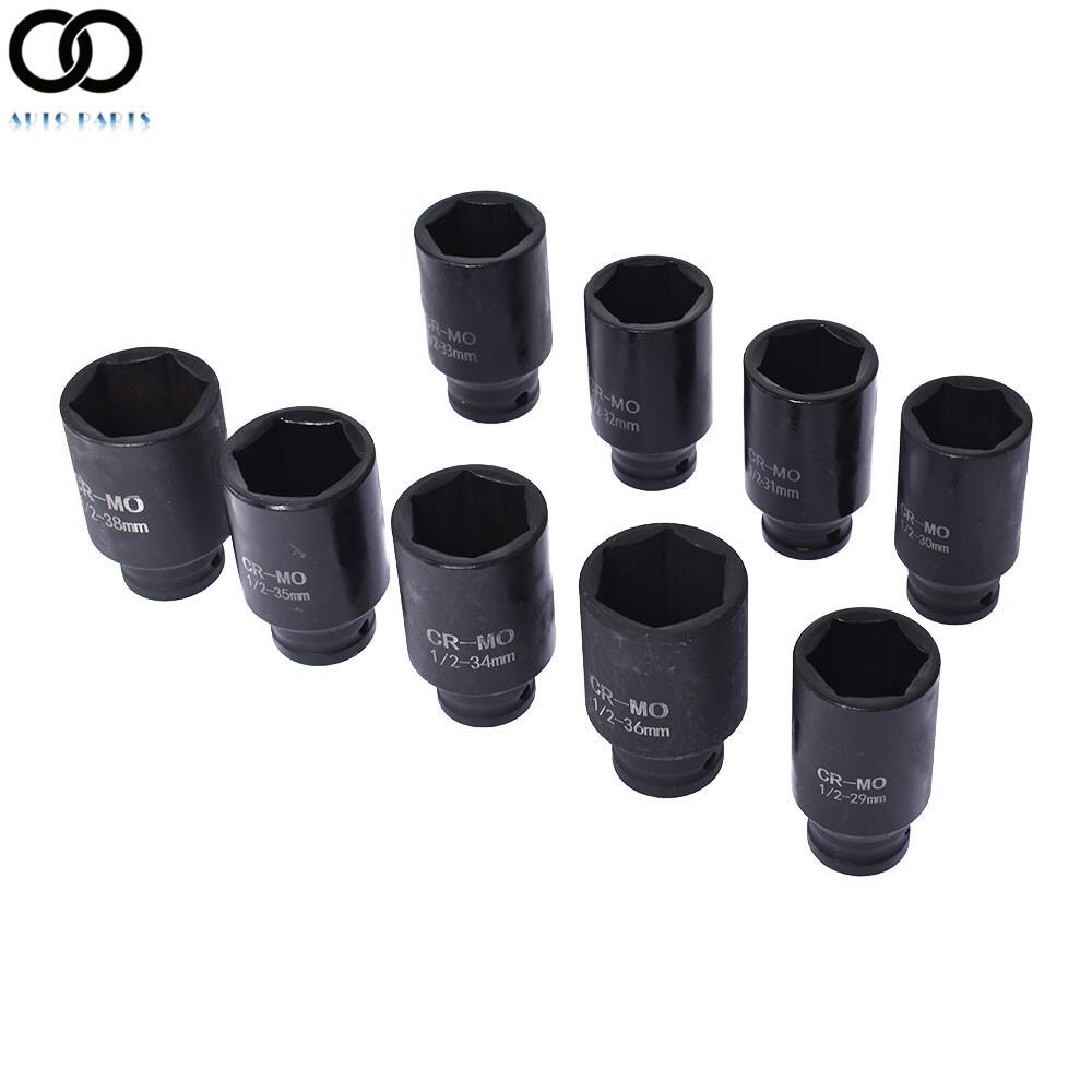 9Pcs 1/2" Drive Deep Impact Socket Set - Metric Axle Hub Nut Sockets 29-38mm